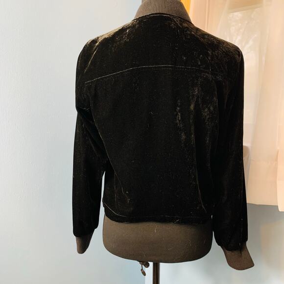 J.Crew Black Velvet Bomber Jacket with Waist Ties Size XS - Picture 5 of 8